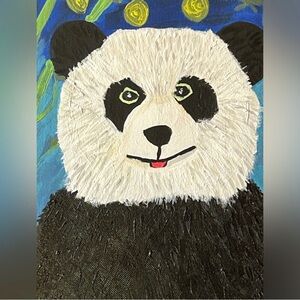 Original Acrylic Painting Panda W/Bamboo